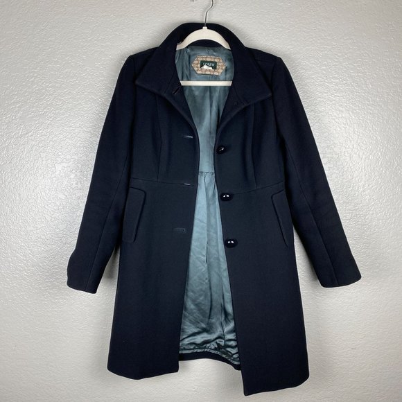 J Crew Thinsulate Wool Peacoat Trench Wool Black Coat Jacket Women's Size 4 - Picture 10 of 12